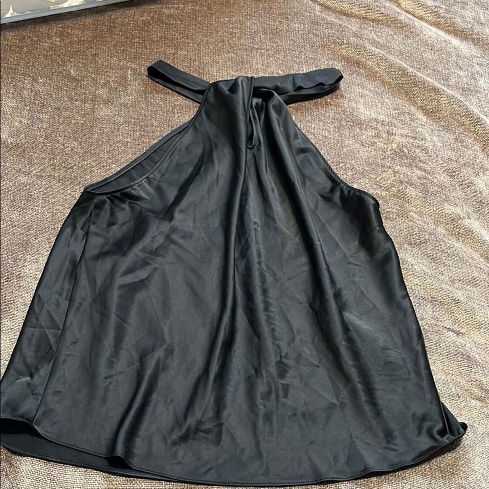 Aqua Elegant Black Halter Top, Size Small